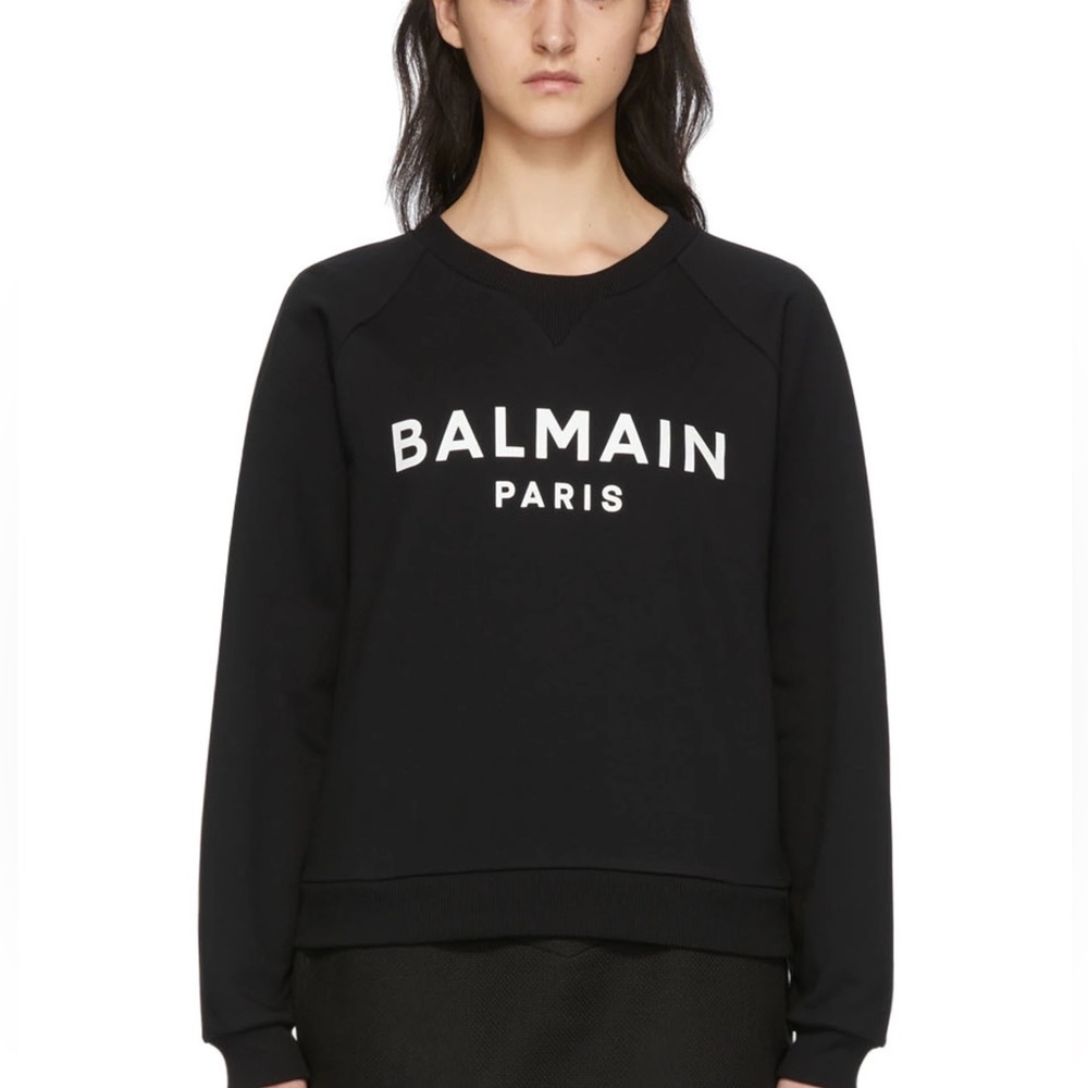 Balmain Black & White Logo Crewneck